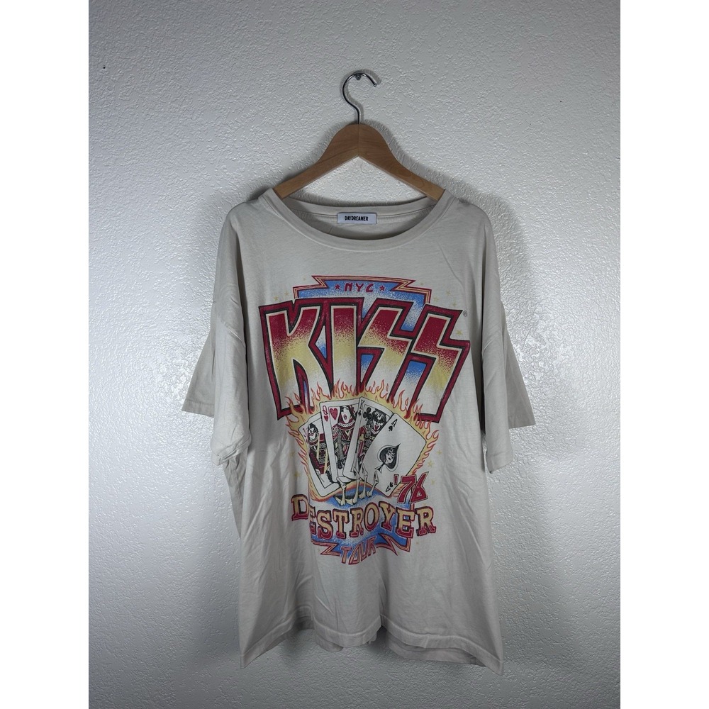 Daydreamer KISS Destroyer Tour T Shirt 1X Cream Double Sided Band Graphic Tee